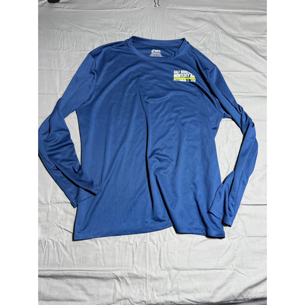 Asics Shirt Men 2XL Blue Half Marathon Monterey Bay 2016 Long Sleeve Running